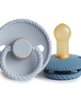 Mushie FRIGG Rope Pacifier 2-Pack, Powder Blue/Ocean View—natural rubber baby essentials.