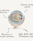 Mushie Suction Spinner Ball boosts fine motor skills and ensures safe play for babies.
