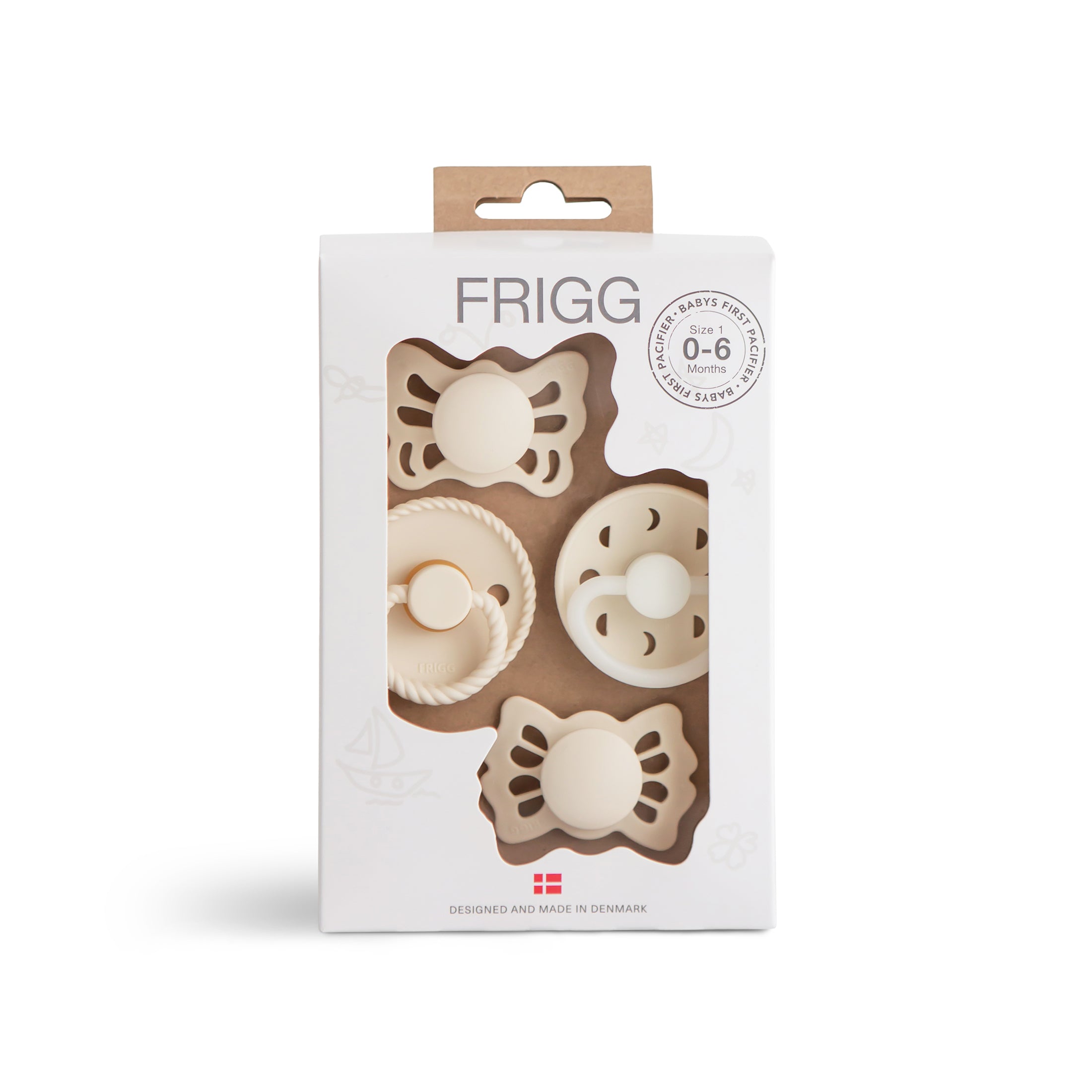 FRIGG Baby's First Pacifier Moonlight Sailing (Cream) 4-Pack – Mushie