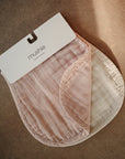 Mushie Organic Cotton Muslin Burp Cloth 2-Pack: pink & cream, soft and perfect for babies.
