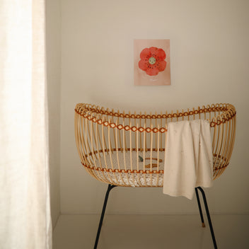 Mushie Knitted Textured Dots Baby Blanket (Mustard Melange)