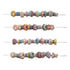 The mushie Bead Lacing Toy Set features four strings with pastel beads in shapes like flowers, discs, and ridged spheres. This child-safe set encourages creativity and helps develop fine motor skills through engaging, colorful play.