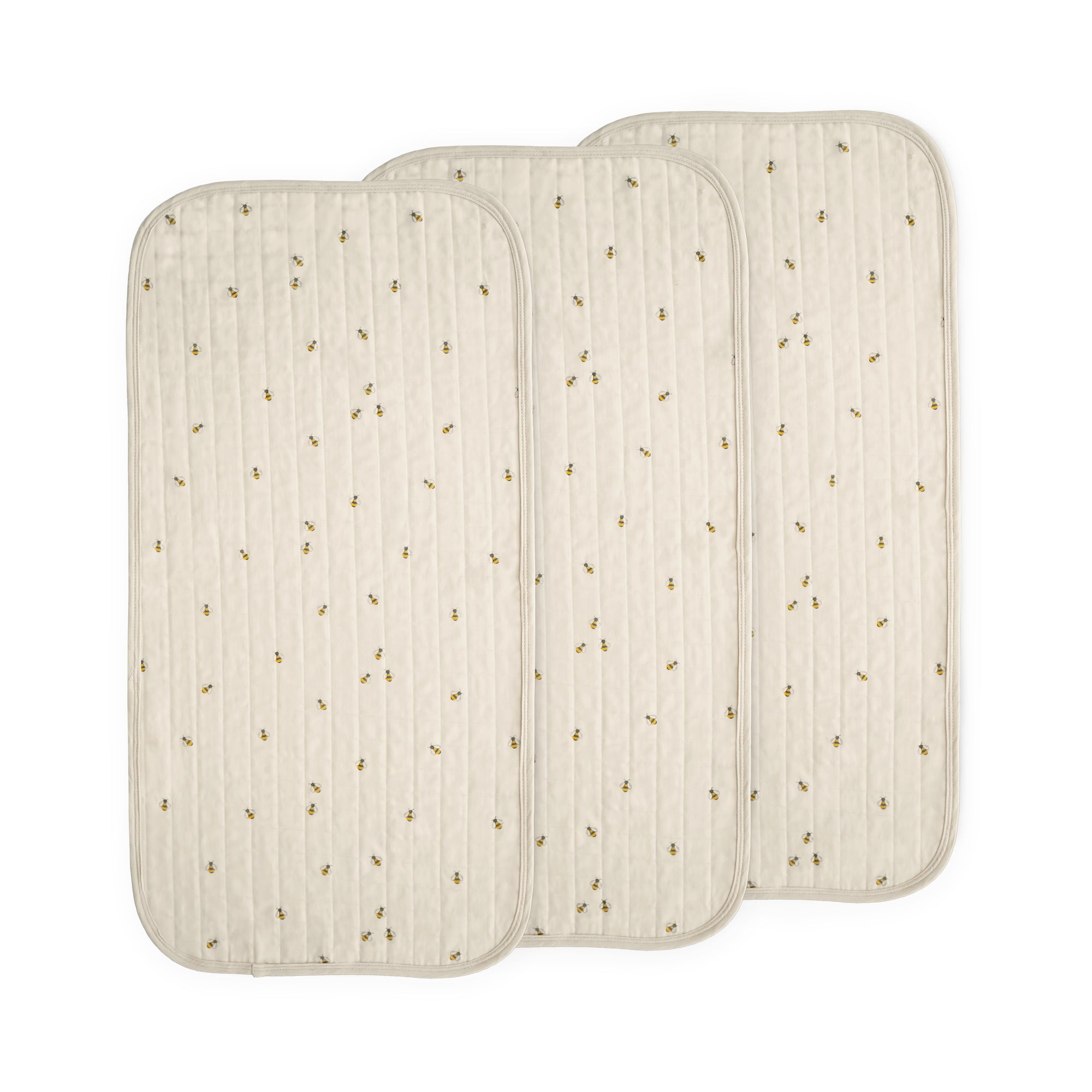 Three Mushie Changing Pad Liners in Bees Combo, arranged side by side.