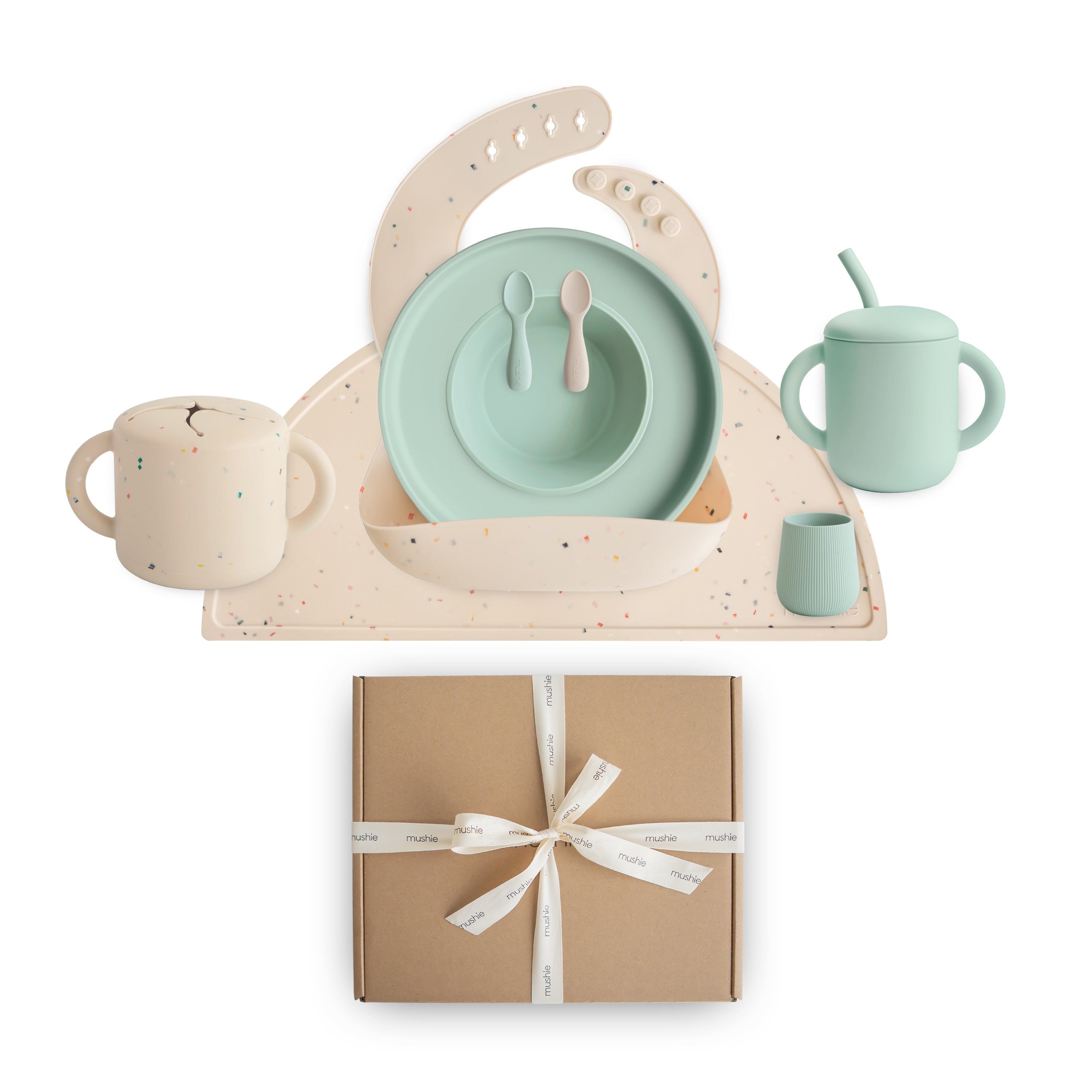 Deluxe Vanilla Confetti/Cambridge Blue Feeding Kit – Mushie