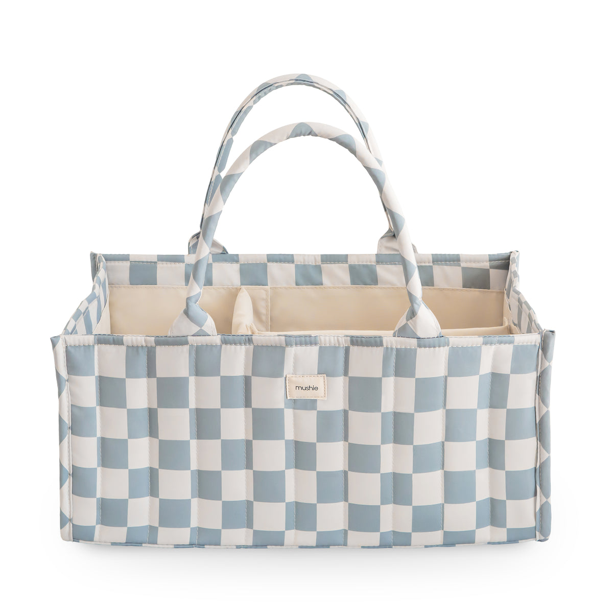 Mushie Diaper Caddy - Blue Check