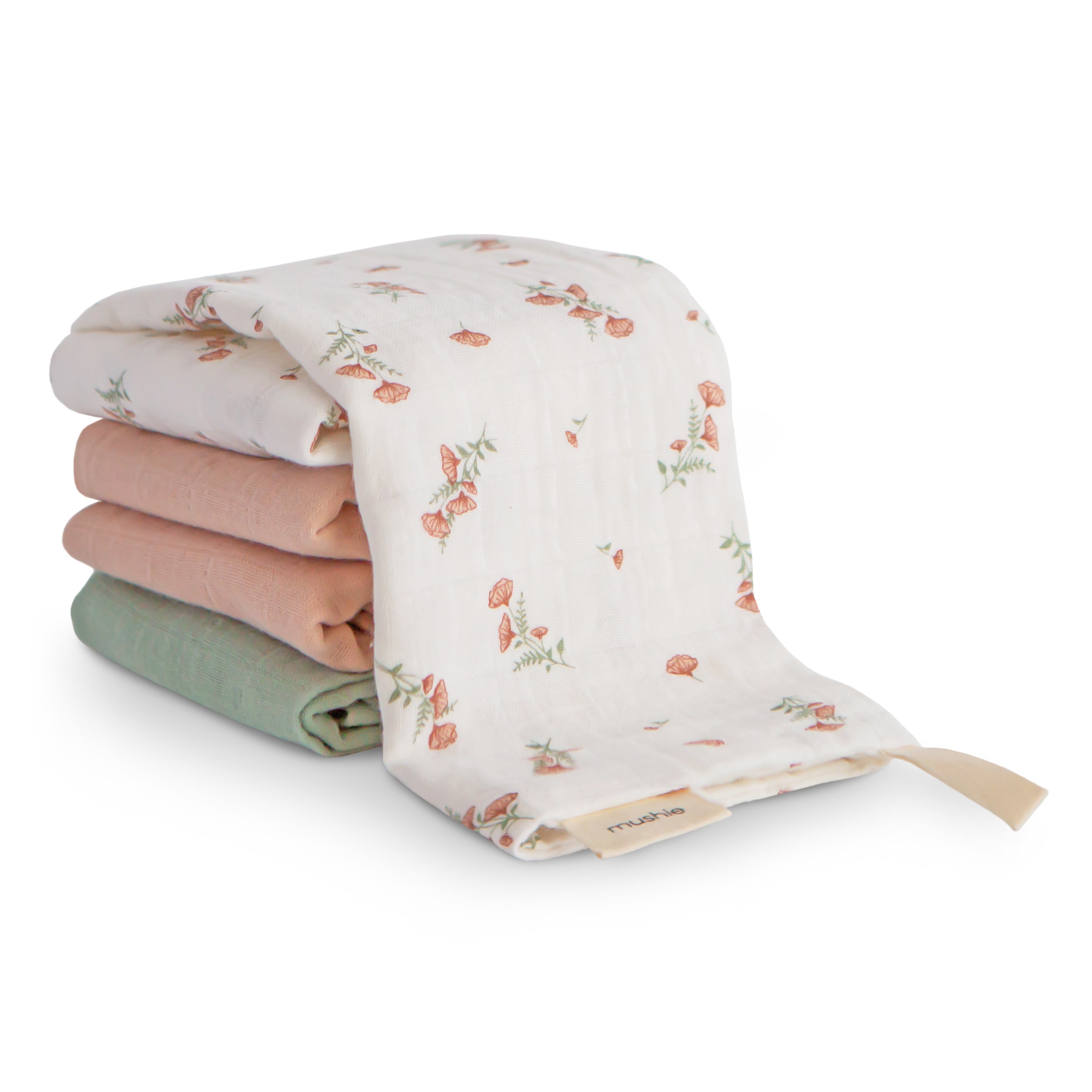 Muslin Washcloth Charcoal Flower main image 0