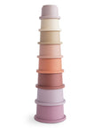 Mushie Stacking Cups Toy: 8 pastel cups inspired by Danish Hygge toys for babies.