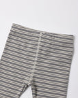 Rylee + Cru Ribbed Tee + Legging Set in Slate Microstripe, laid flat on white background.