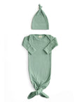 Ribbed Knotted Baby Gown + Beanie Set