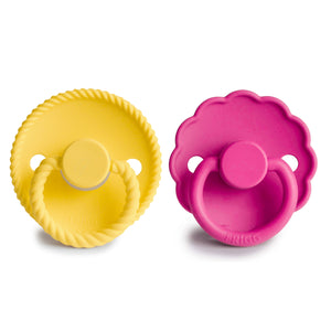 FRIGG Rope/Daisy Silicone Pacifier (Sunflower/Fuchsia) 2-Pack (6-18 Months)