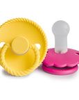 FRIGG Rope/Daisy Silicone Pacifier (Sunflower/Fuchsia) 2-Pack (6-18 Months)