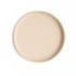 The Mushie Classic Silicone Suction Plate is a round, minimalist dinner plate in matte beige/cream with a slightly raised rim, designed to be non-toxic and ideal for toddler meals. Photographed from above on a white background.