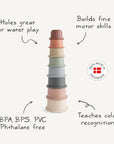 Mushie Stacking Cups Toy: boosts skills, color learning, and brings Danish Hygge for babies.