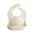 Mushie Silicone Baby Bib, cream with stars, adjustable neck & easy to clean.