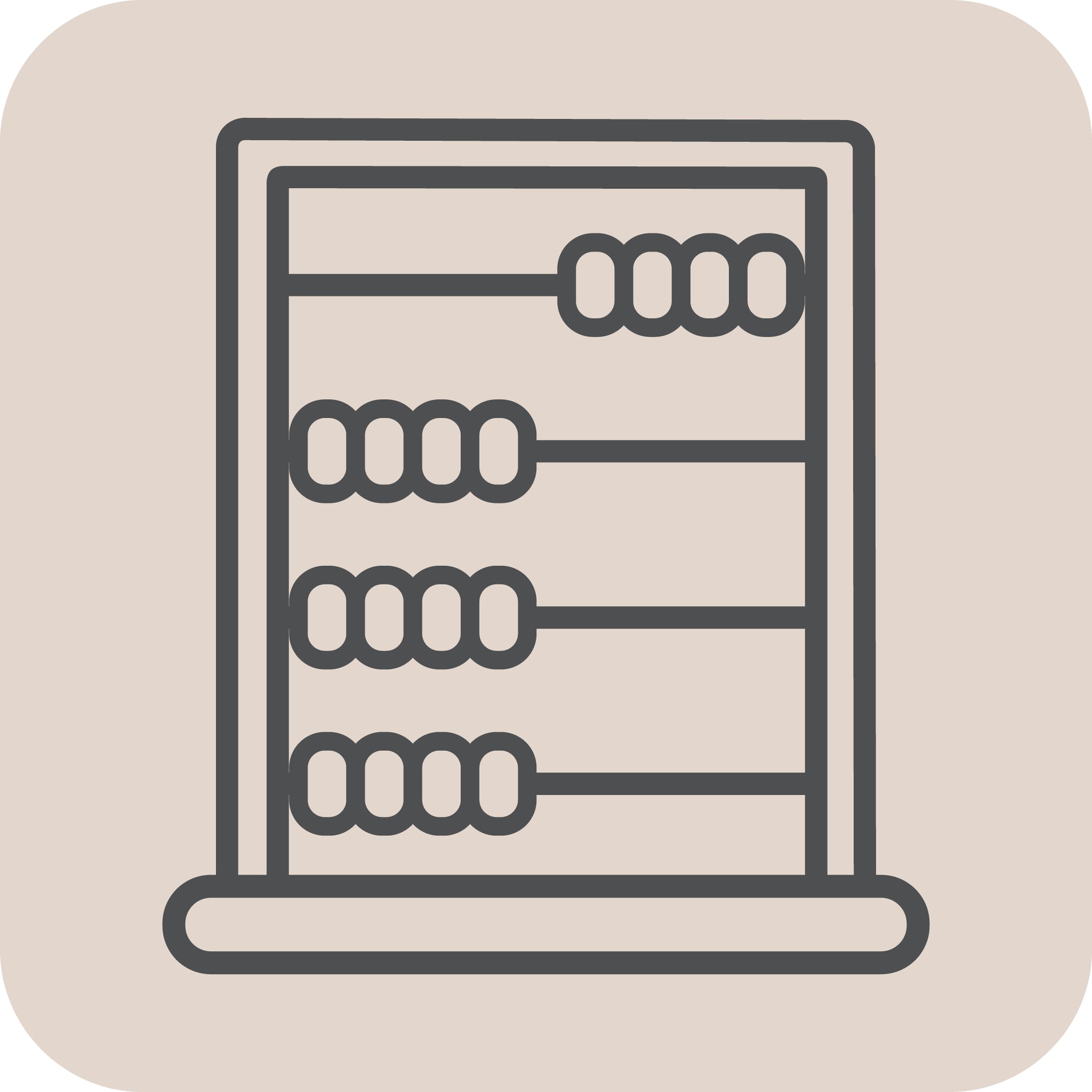Abacus outline with four rows, representing mushie Toddler Toy Bundle for your online store.