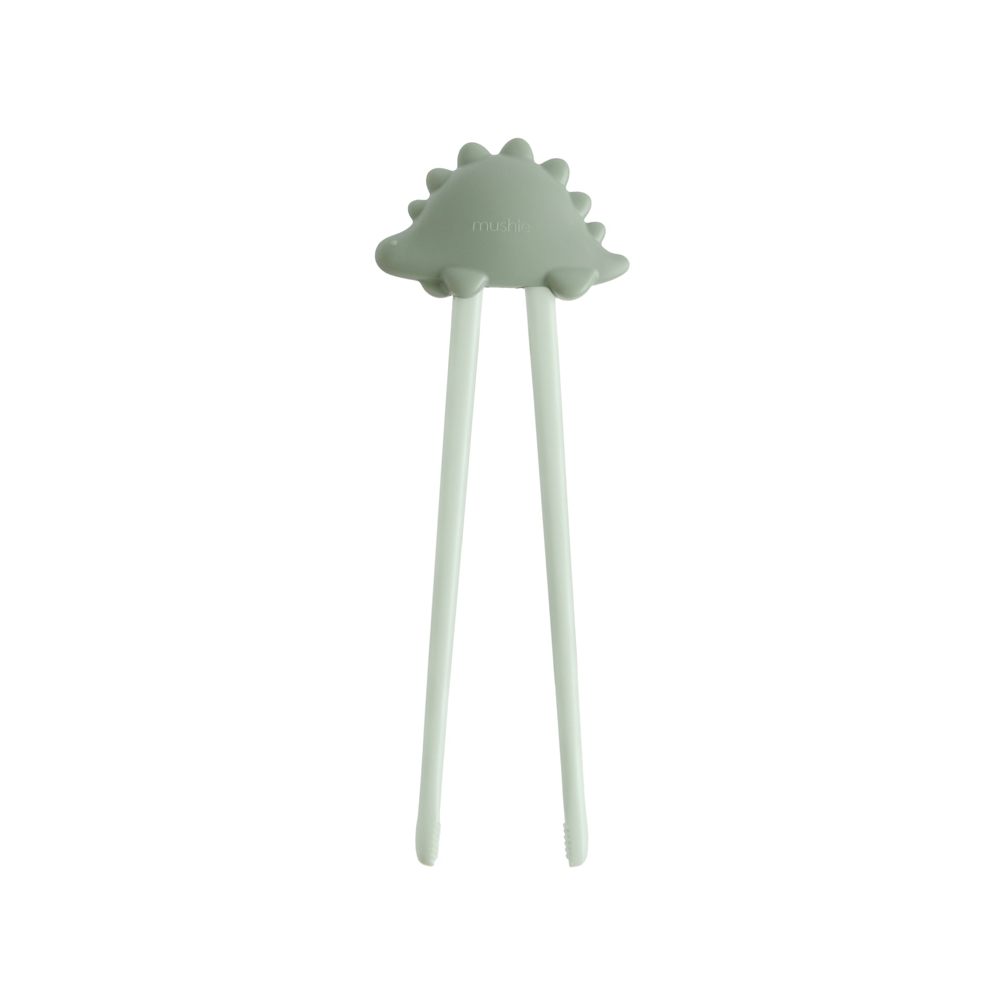 Mushie Training Chopsticks in Dried Thyme, ideal for toddler self-feeding, on white background.