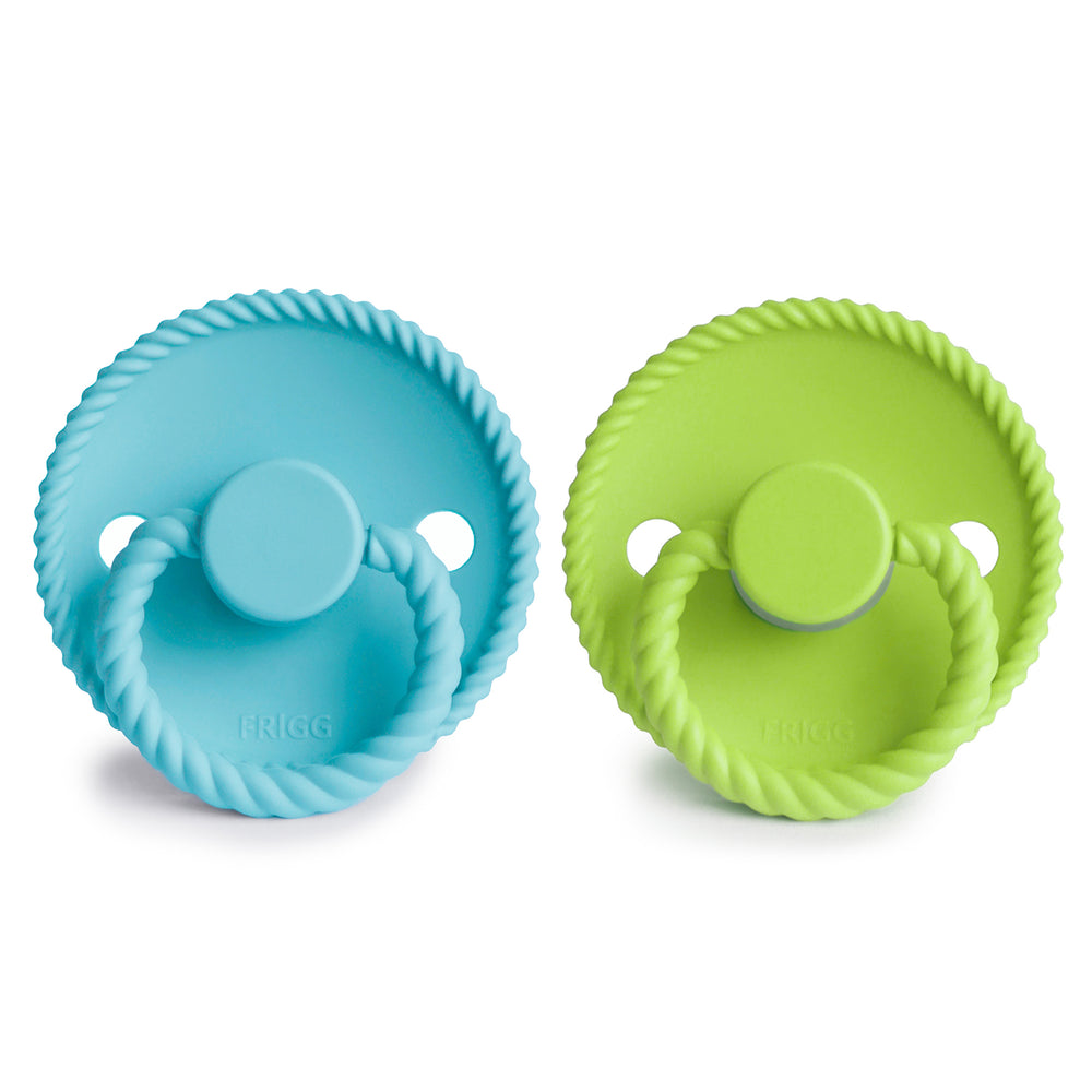 FRIGG Rope Silicone Baby Pacifier (Waterfall/Rainforest) | 2-Pack | 6-18 Months