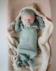 Ribbed Knotted Baby Gown + Beanie Set