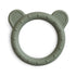 The mushie Bear Teether is a round, gray-green, non-toxic teether with small bumps and two bear-like ears—perfect for soothing little gums.