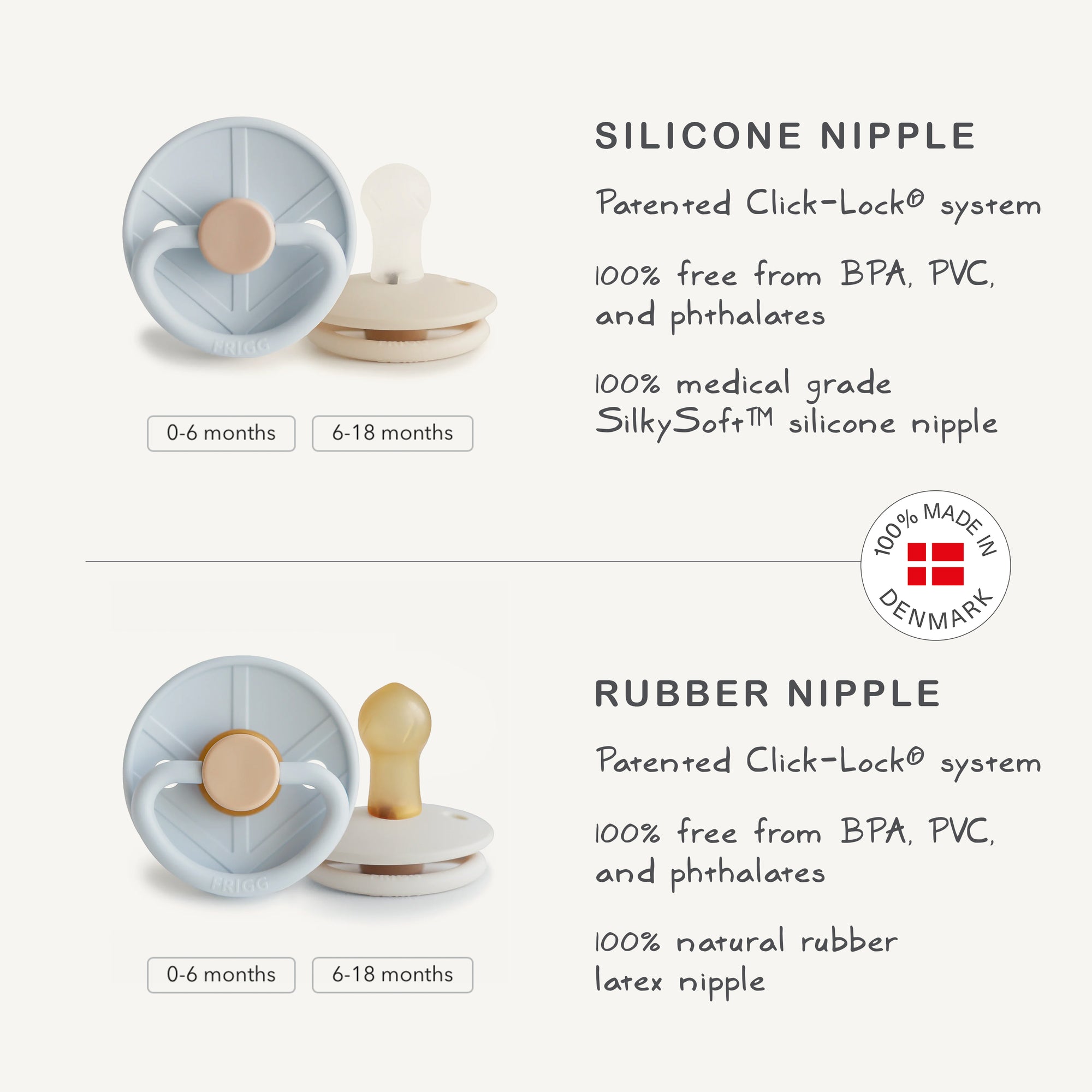 FRIGG Silicone Pacifier 6-Pack