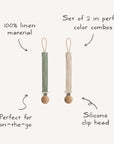 Linen Pacifier Clip 2-Pack