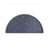 The mushie Silicone Placemat is a dark blue, semi-circular, food-grade mat featuring small colorful dots and leaf patterns, with the brand name embossed in the bottom right corner.