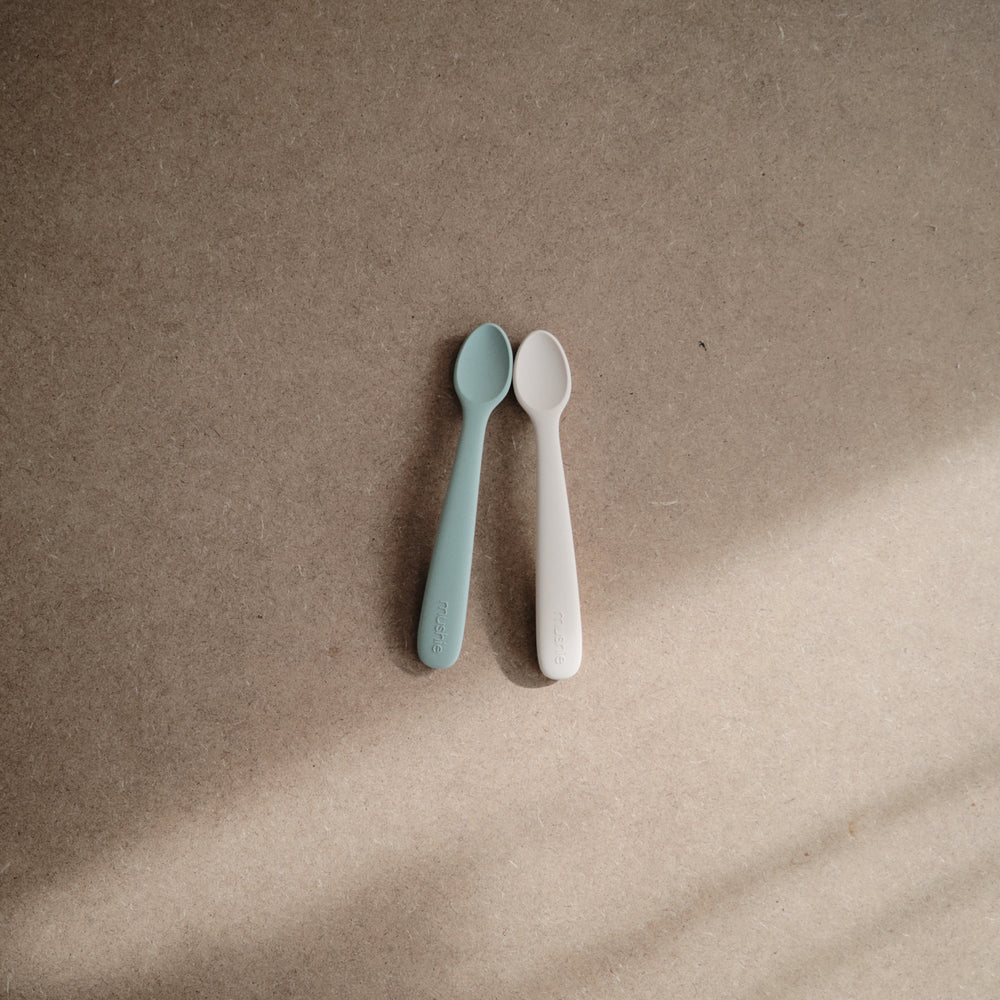 MUSHIE SILICONE FEEDING SPOONS – SET OF 2 – Mother Knows Best