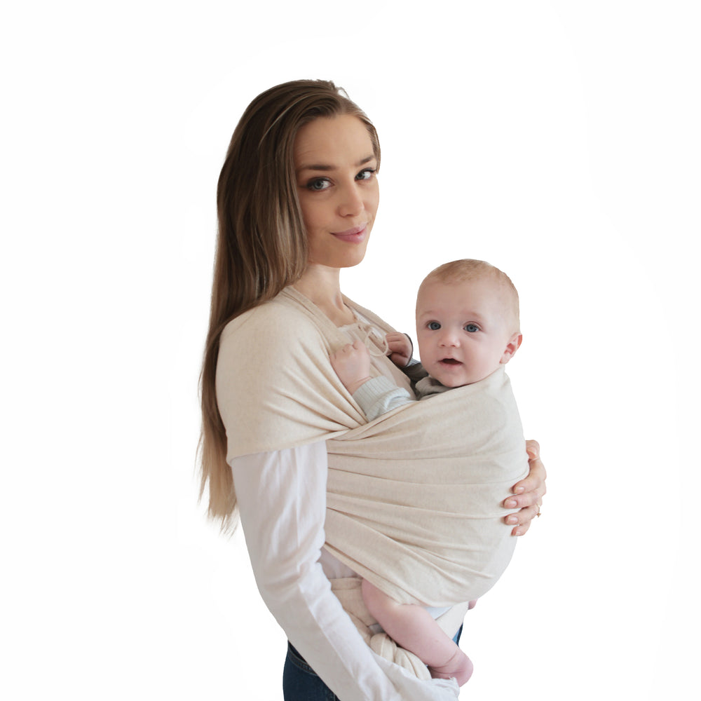 mushie Baby Wrap Carrier | 100% Organic Cotton | Infant Sling for Newborn  and Babies 8-35 lbs (Blush)