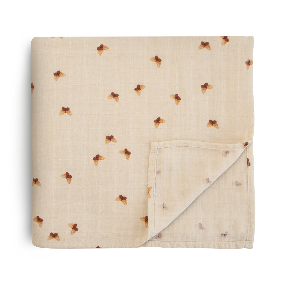 Mushie - Muslin Swaddle Blanket Organic Cotton, Whales - Charlotte et  Charlie