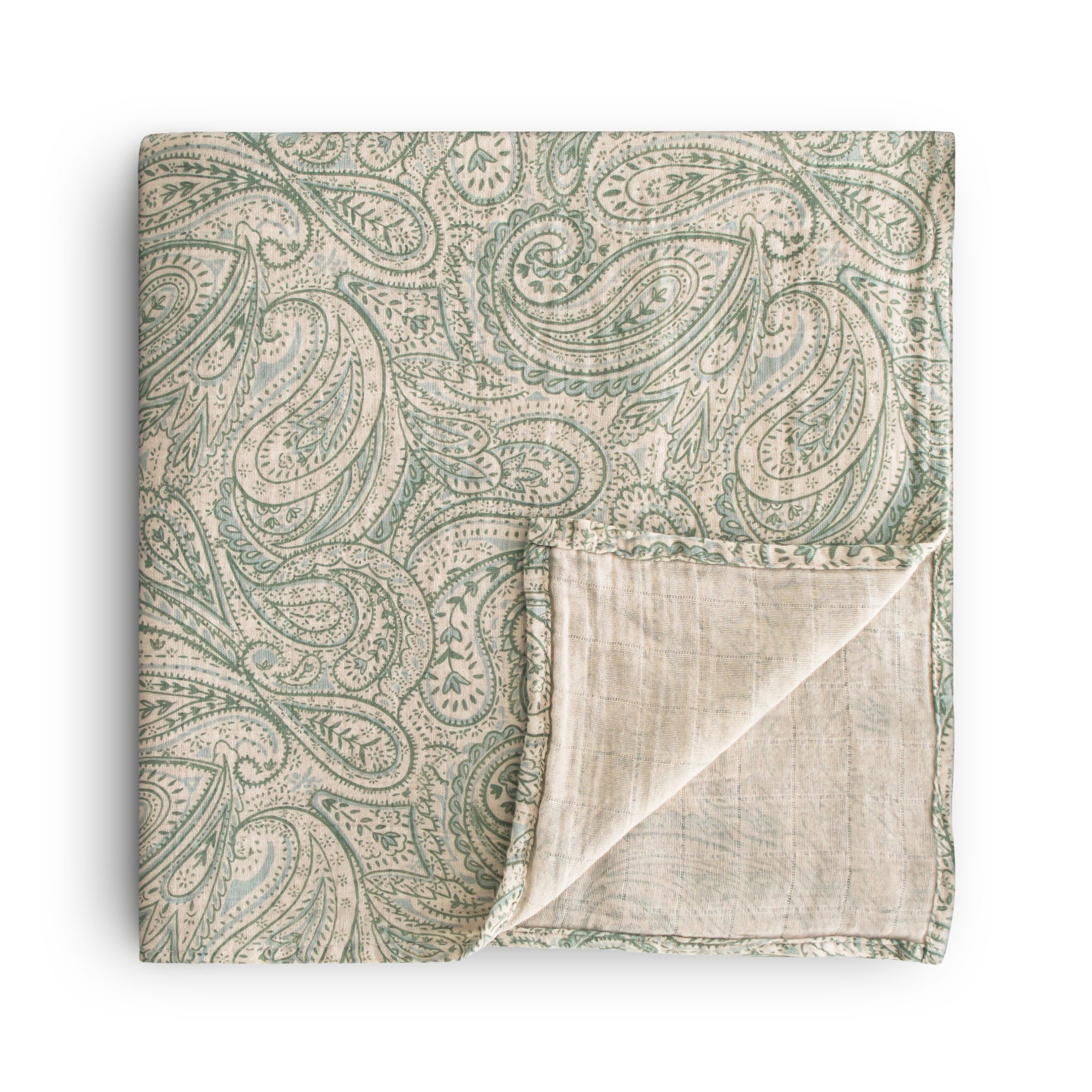 Green Paisley Organic Cotton Swaddle