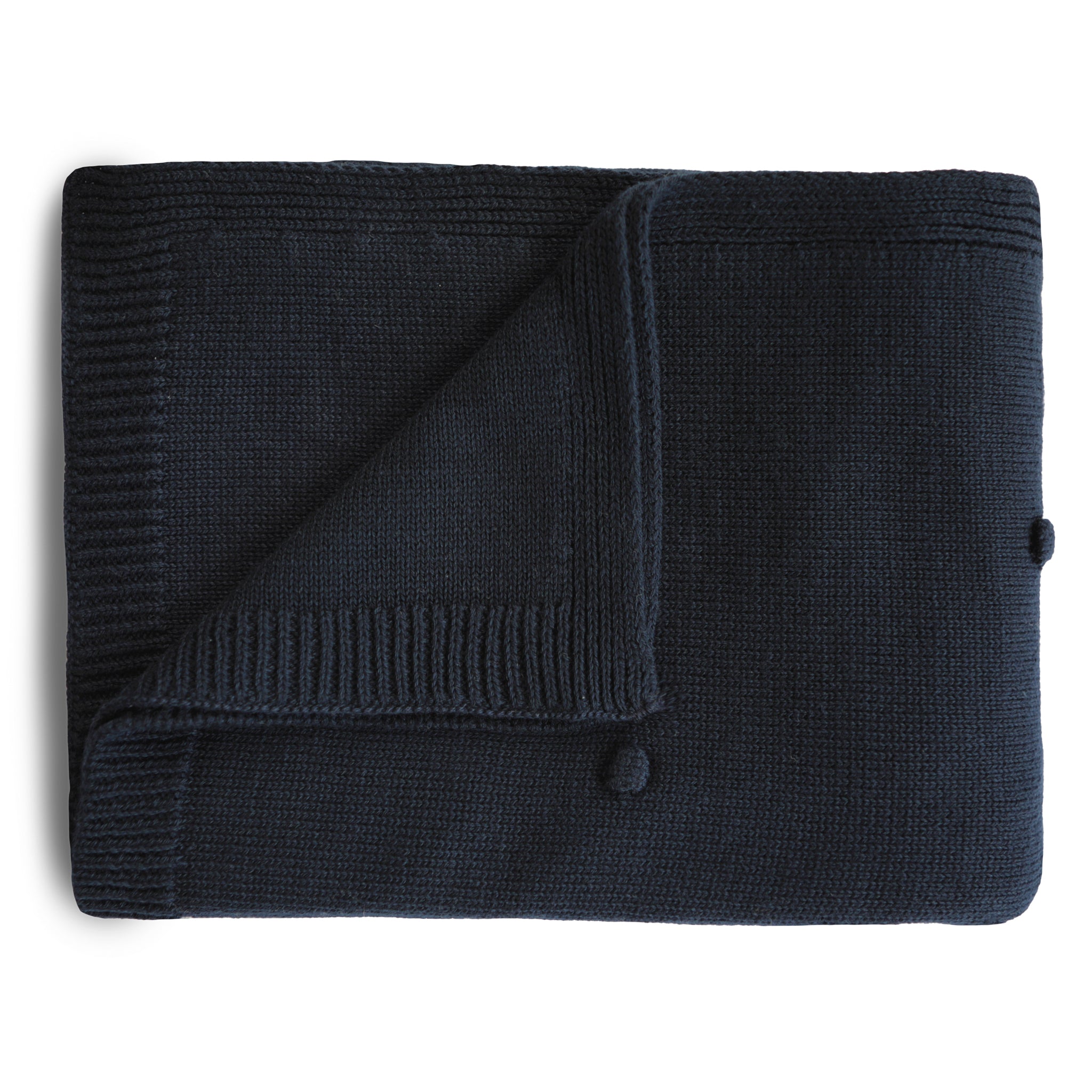 Mushie Knitted Textured Dots Baby Blanket (Dark Navy) main image 1