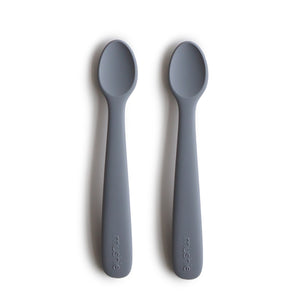 Mushie toddler starter spoons are made from non-toxic, food-grade sili