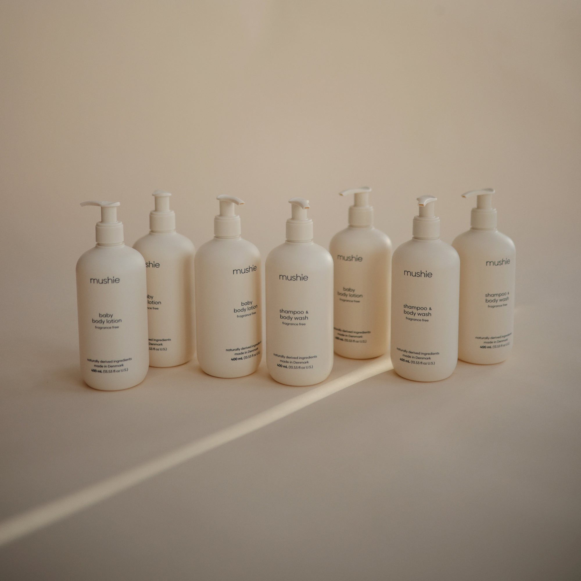 Lifestyle image of Mushie Baby Skincare collection