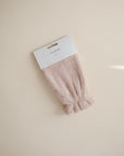 Mushie Blush Bath Mitt in packaging