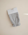 Mushie Gray Bath Mitt in packaging